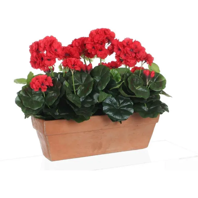 Mica Decorations Kunstplant Geranium Rood - H 40cm - Zandcement sierpot - Mica Decorations zie afbeelding