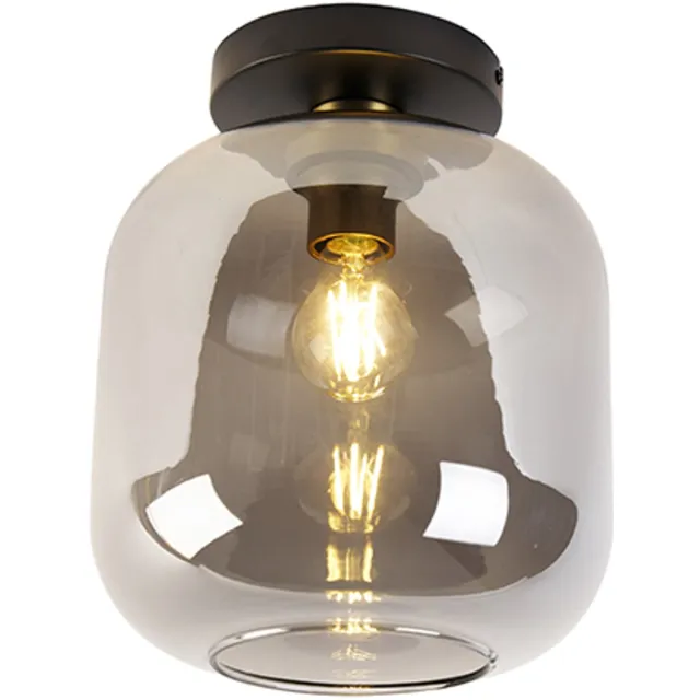 QAZQA zuzanna - Design Plafondlamp - 1 lichts - Ø 25 cm - Zwart Goud - Woonkamer | Slaapkamer | Keuken