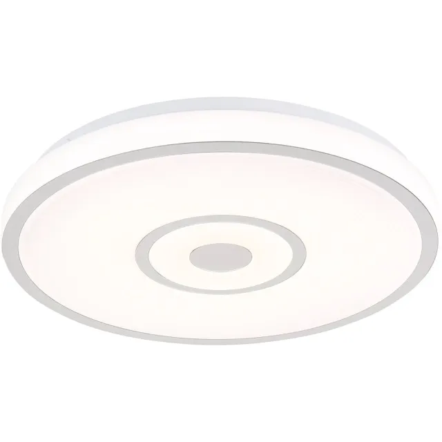 Globo Plafondlamp Woonkamerlamp LED, metaal chroom ring kunststof, LED 24W 1500lm 3000-4000-6000K, DxH 38x5,5 cm Wit