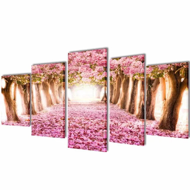 vidaXL Canvas muurdruk print set kersenbloesem 100 x 50 cm Meerkleurig