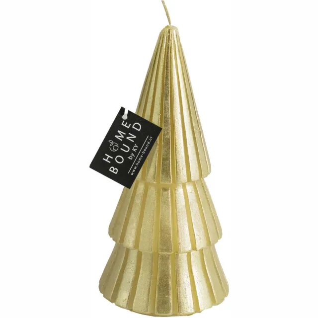 Homebound by Kolony HomeBound by KY | Kaars kerstboom goud | 8,6x8,6x19,5cm | figuurkaars dennenboom