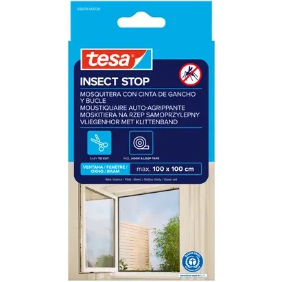 Tesa Raamhor Insect Stop - 100x100cm - Wit - Textiel
