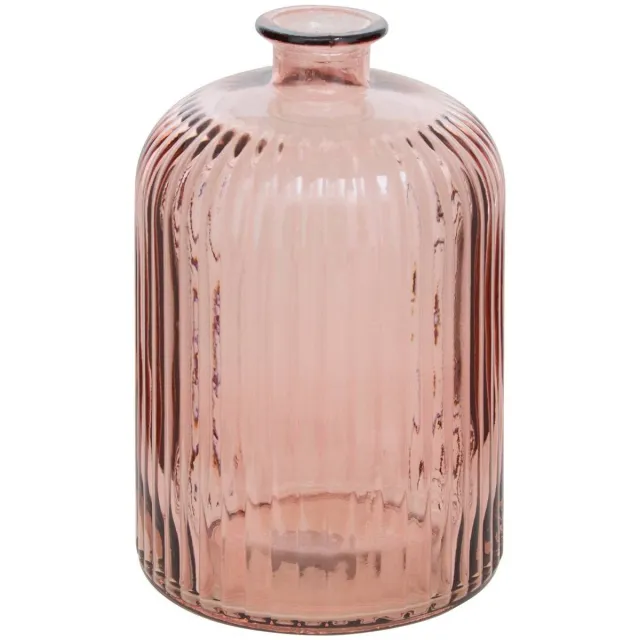 Atmosphera Créateur d'intérieur® Geribbelde cilindervormige vaas van gerecycled glas LUZ Rose
