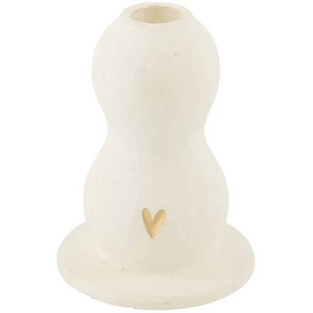 Zusss kandelaar keramiek hartje organisch - White / Gold - Ø8x11cm