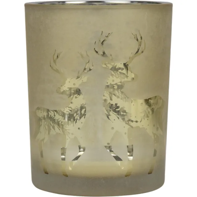 Mars & More Dansend Hert - Windlicht glas goud - hoogte 12,5 cm