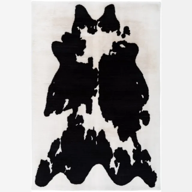 Padiro knus hoogpolig vloerkleed 120 x 160 cm - donkergrijs - karaktervolle koeienhuidprint - voor vloerverwarming - van polyester en katoen