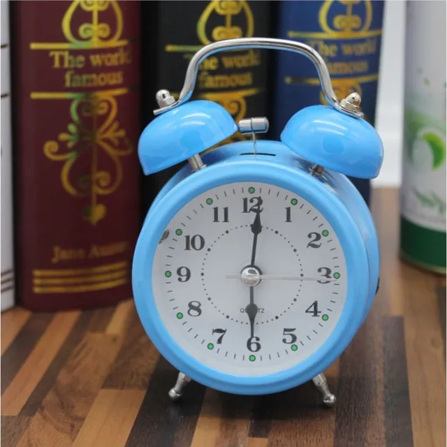 Petasos Wekker - Alarmklok - Wekker Analoog - Met verlichting - Blauw