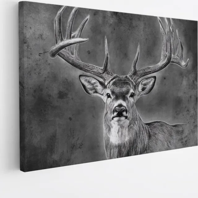 Saammp Canvas Schilderij - Hert - Abstract - Dieren - 45x30 - Foto op canvas - Wanddecoratie - Muurdecoratie Woonkamer - Slaapkamer decoratie - Canvas Print Multicolor