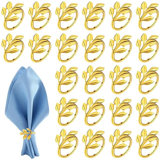 Ibenzoa Set van 24 Gouden Servetringen voor Luxe Tafelsetting en Feestelijke Gelegenheden