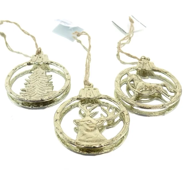 Riffelmacher & Weinberger Riffelmacher Kersthanger Relief Goudkleurig 3 Motieven 7x9 cm