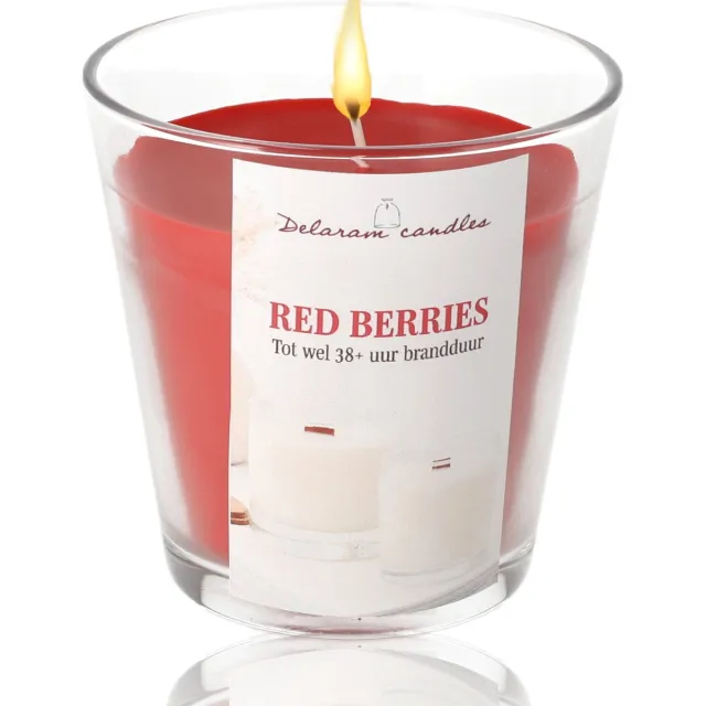 Delaram Geurkaars red berries rode bessen - Zoete Luxe kaars in Glas - 30+ uur Langdurige geur Red Berries 30+ uur