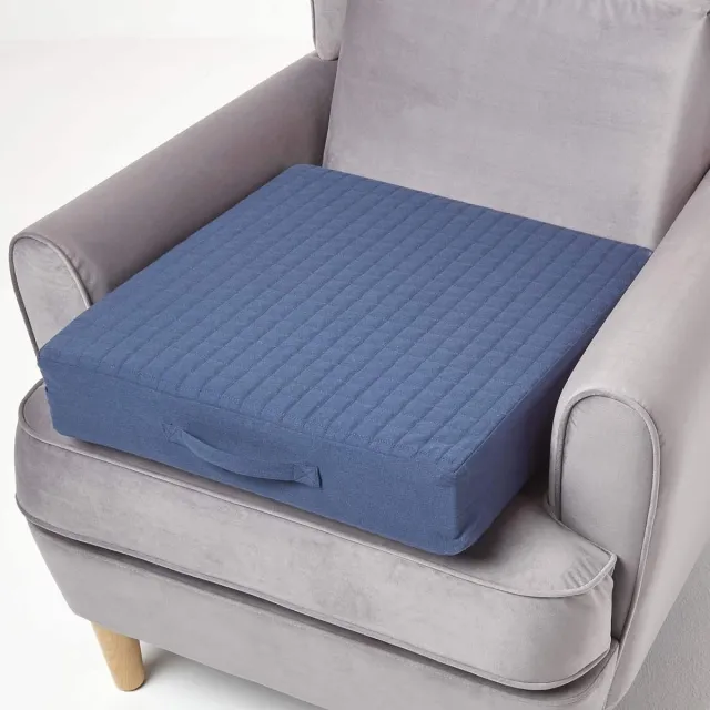 Homescapes Orthopedisch Zitkussen 50 x 50 x 10 cm - Fauteuilkussen Donkerblauw Dunkelblauw