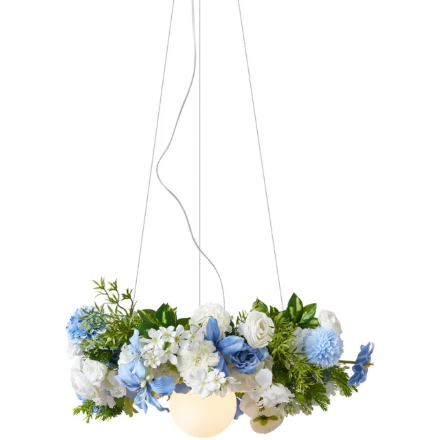 QAZQA flower power - Bohemian Plafondlamp - 1 lichts - Ø 55 cm - Blauw - Woonkamer | Slaapkamer | Keuken