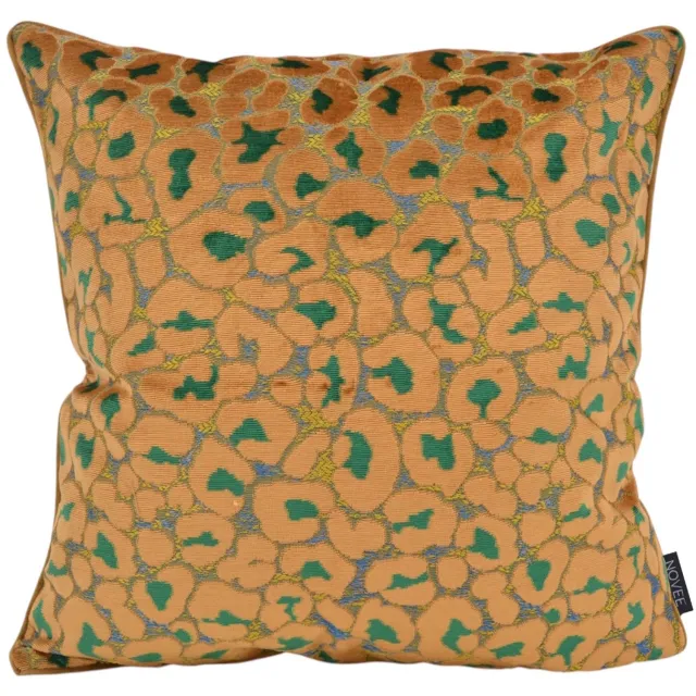 NOVÉE Leopard Goudbruin/Groen Kussenhoes | 45x45 cm | Velvet/Polyester