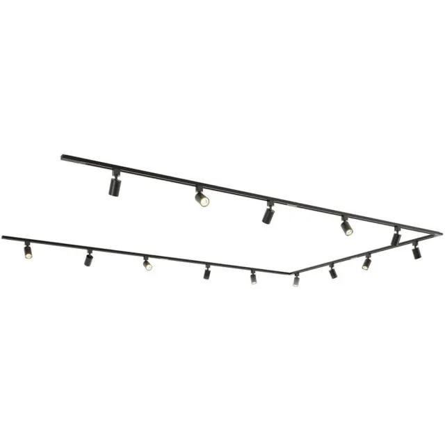 HOFTRONIC railverlichting pakket U-vorm – 4x 1,5 meter en 2x 1 meter rails – 14x GU10 spots 2700K warm wit – dimbaar – aluminium zwart – IP20 – modulair – 230V – railspots zwart woonkamer keuken