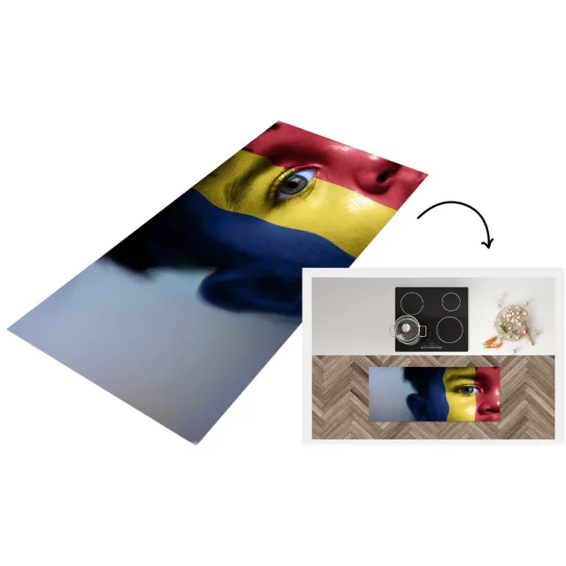 KitchenYeah Keukenloper - Loper keuken - Vlag van Roemenië - Keukenloper vinyl Multicolor