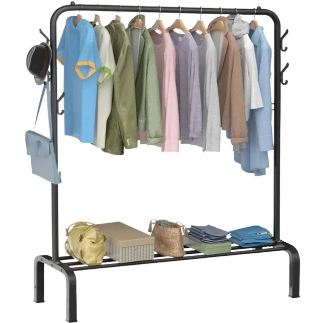 Happiq Kledingrek - Voor Slaapkamer - Draagbaar en Eenvoudig te Monteren - Zwart