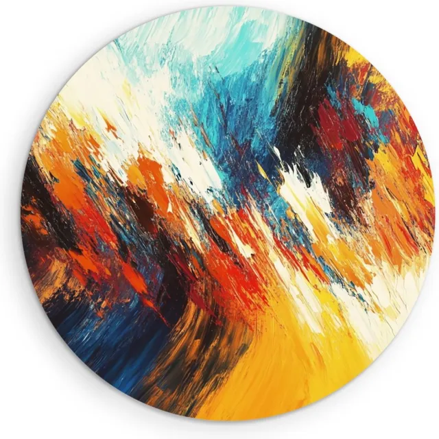 Saammp Muurcirkel Hout -Kleurrijke groffe strepen - Abstract kunstwerk - Ø 70 - Wandcirkel - Wanddecoratie Cirkel - Muurdecoratie Woonkamer - Slaapkamer decoratie - Rond Schilderij