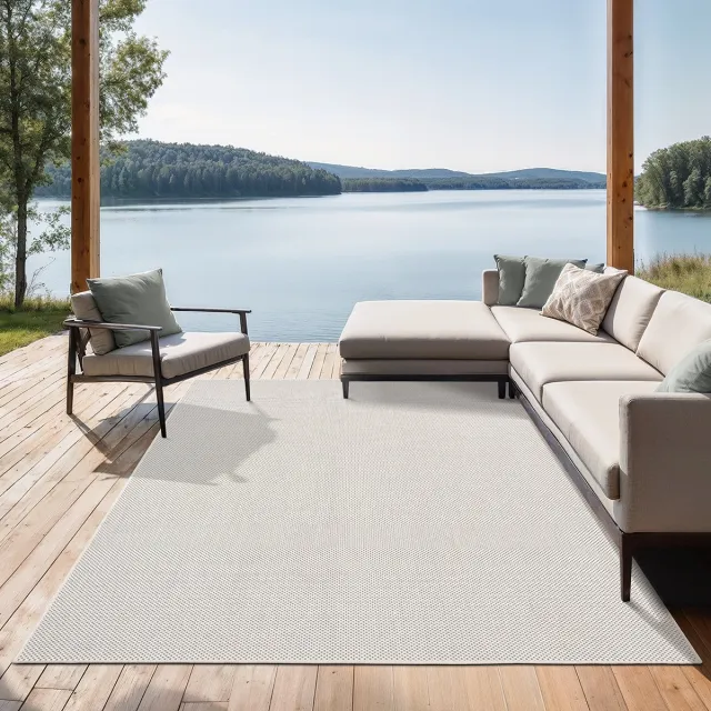 the carpet Mistra – robuust buitentapijt, modern & weerbestendig, voor balkon, terras, keuken of serre, crème, 300 x 400 cm