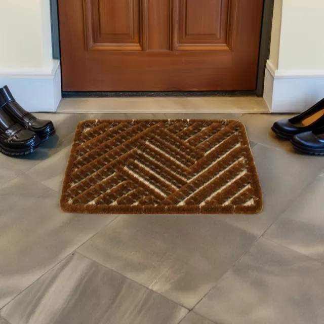 Benson Schoenen borstelmat - bruin - 40 x 60 cm - deurmat/schoenenveger