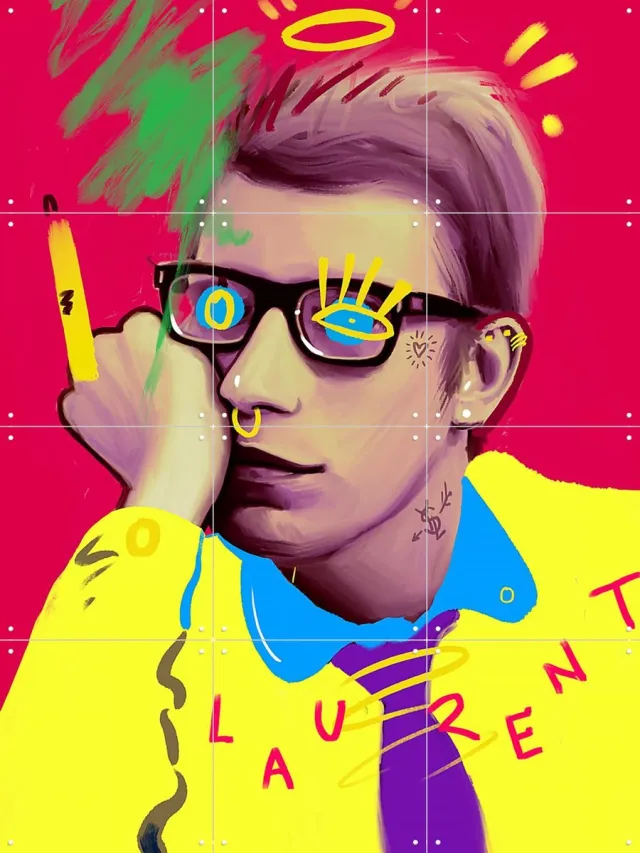 IXXI YSL Laurent, Pop-art by Tadej - 60 x 80 cm - Grote wanddecoratie en posters - Illustraties, Kleurrijk, Speels, Fantasierijk, Pop art, Digitale Roze