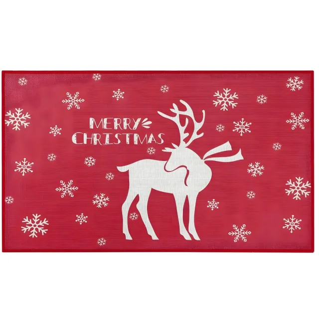 Happiq Kerst Deurmat - Voor Indoor & Outdoor - Anti-Slip, Dirt Trapper Welkom Mat - 50x80 cm, Klein Tapijt - Rood-50 cm x 80 cm Red