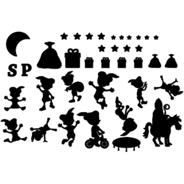 Bij ons onder de panne Herbruikbare statische raamfolie Sinterklaas en pietjes | Thema Sinterklaas | losse Sint en Piet | Sinterklaasdorp Sinterklaas | Losse Sint, pietjes en items