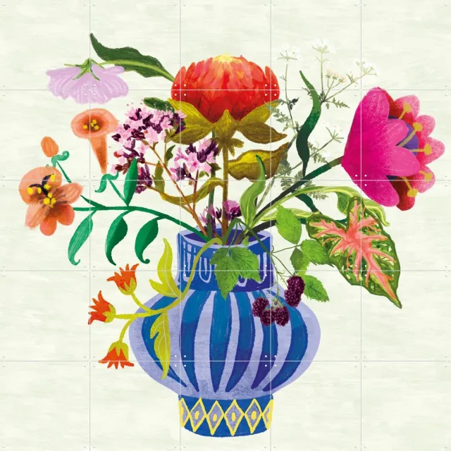 IXXI Vaas, Esther Sepers - 100 x 100 cm - Grote wanddecoratie en posters - Art Nouveau, Minimalisme, Speels, Kleurrijk, Digitale Kunst, Modern, Gang Paars