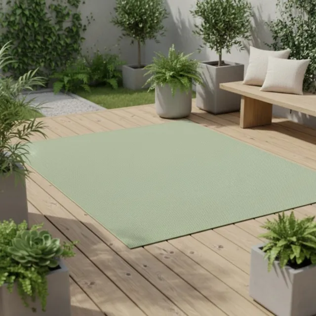 TapisTrend Designer tapijt Groen 80x200 cm Modern, effen vloerkleed met sisal-look voor binnen- en buitengebruik, geschikt voor de woonkamer, het terras, het balkon
