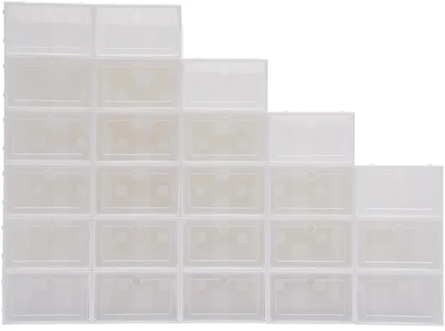 Happiq Schoenendoos - Voor Schoenenopslag - Stapelbare Organisator Lade - Transparant Wit Plastic Transparent White