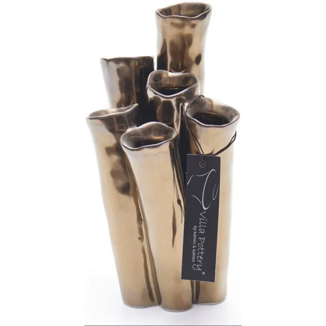 Villa Pottery Vaas - Villa Pottery - Decoratie - Woondecoratie - porselein - waterdicht - New Juul 1_2 Golden Goud