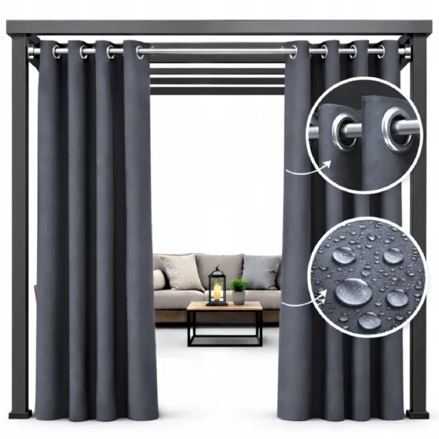 NOW-ART Wodo-K Serie - Tuingordijn - Waterafstotend - Grafietgrijs - 155 × 230 cm Grijs;Zwart
