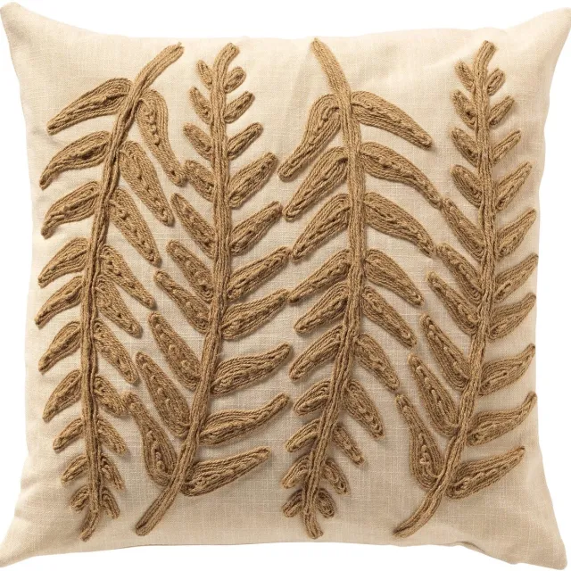 Dutch Decor AMIR - kussenhoes 45x45 cm - bladpatroon - Natural - beige - met rits - zonder binnenkussen