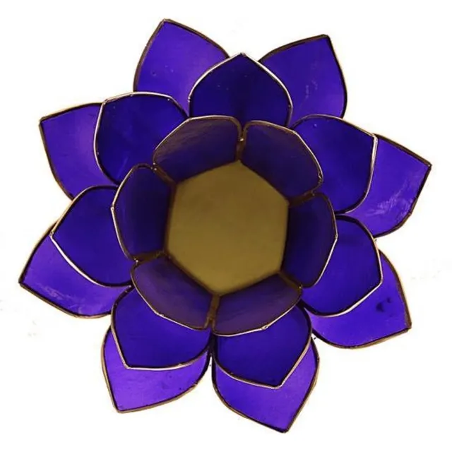 Phoenix Import Mani Bhadra Lotus kaarshouder, Capiz, indigo