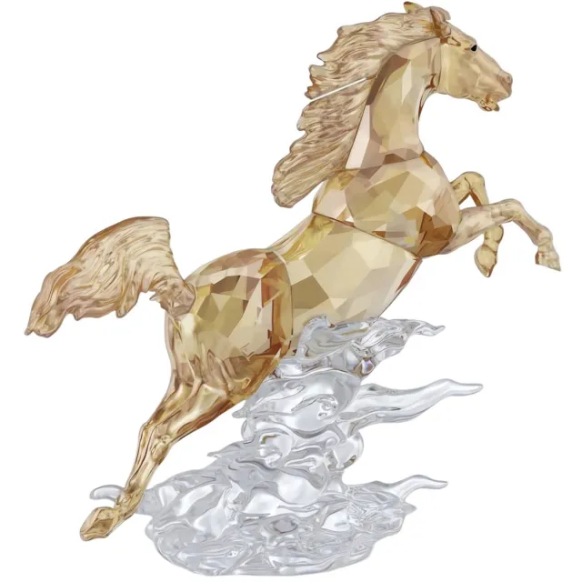 Swarovski beeldjes Asian Symbols Springend Paard 5701370 | goudkleurige kristallen decoratiefiguur met oosterse symboliek uitstraling, interieur en cadeau