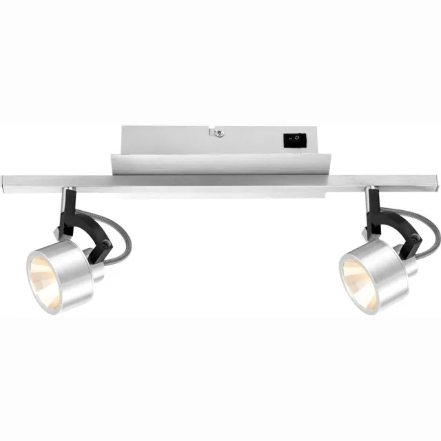 Globo Lighting Plafondlamp zwenkbare plafondspot 2 vlammen LED woonkamerlamp plafond zilver, aluminium zwart, 2x LED 5W 330Lm warm wit, LxB 40,4x9 cm