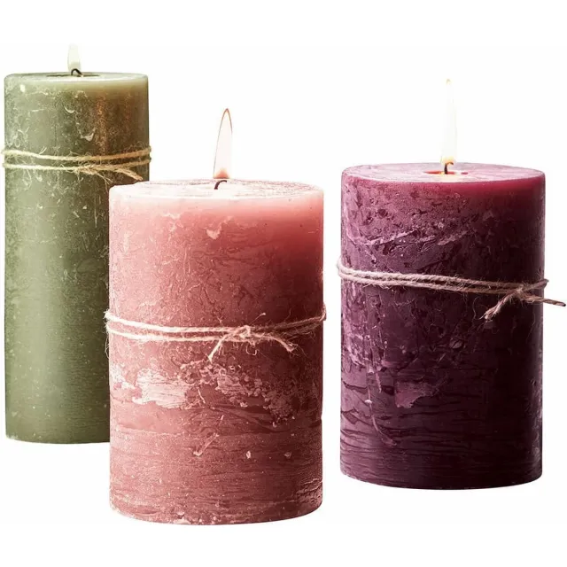 Loberon Kaars set van 3 Salis roze/groen