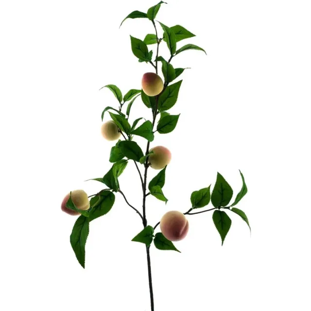 Bellatio Design Kunstbloem fruit tak Perzik - 76 cm - losse steel - kunst zijdebloemen Perzik oranje