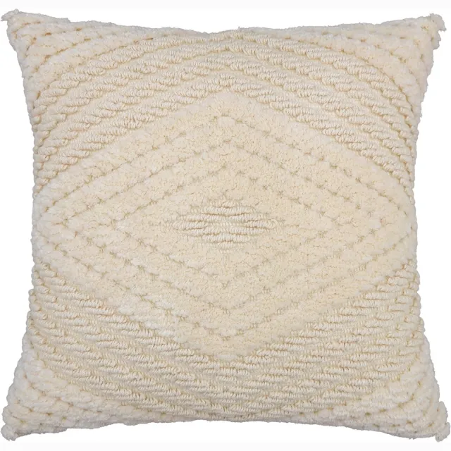 Urbane Hide Kussenhoezen | Kussenhoes | Kussenhoesjes | Sierkussen | 50x50 cm | Geometrisch zacht Geweven | Katoen | Crème | Zonder binnenkussen