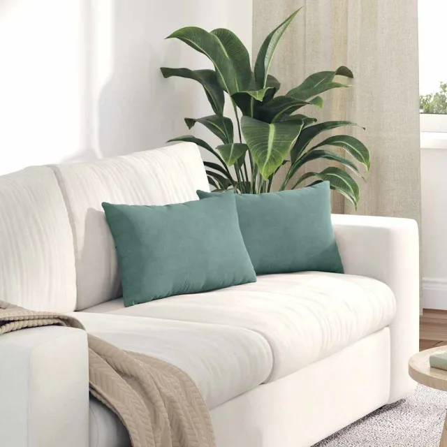 vidaXL Sofa Kussens 2 st fluweel Zeegroen 50 x 30 cm