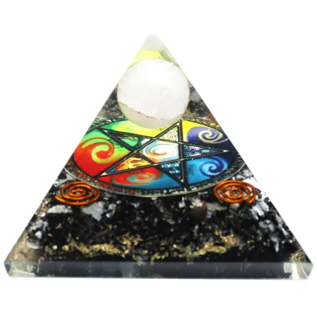 Ancient Wisdom Orgonite Piramide - Middernacht Pentagon - 70mm multicolor