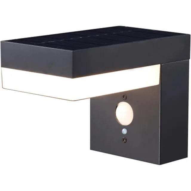 RexTech Solar wandlamp buiten 'Oslo' - Met bewegingssensor - IP44 - Warm wit licht (2700K) - 600 lumen - Tuinverlichting op zonne-energie Zwart