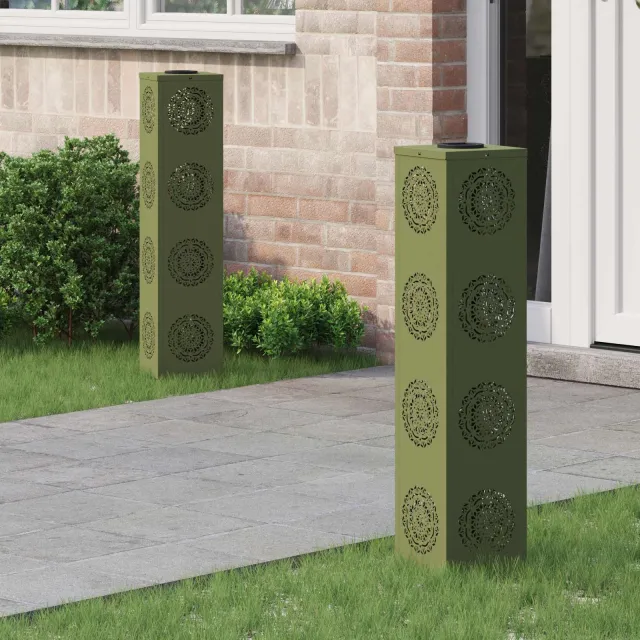vidaXL Solar LED Pad Licht 2 st Warmwit 18 x 18 x 80 cm Groen