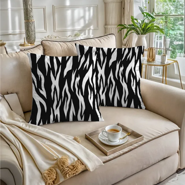 Boraboi Luxe Decoratieve Kussenhoezen set van 2 , Zachte Suède Touch 45x45cm -(Zwart,Wit)