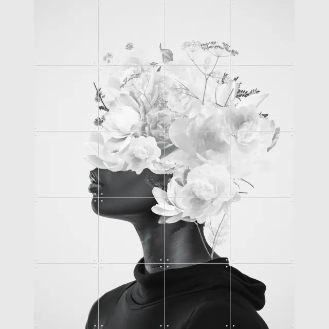 IXXI Leaden Blossom, Frank Moth - 80 x 100 cm - Grote wanddecoratie en posters - Fotografie, Grafisch Ontwerp, Digitale Kunst, Woonkamer, Slaapkamer Wit / Zwart en wit / Monochroom