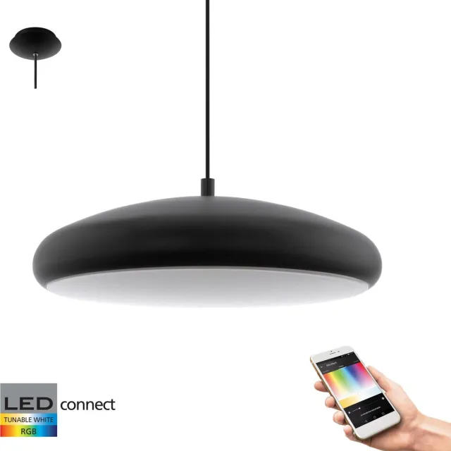 EGLO Connect Riodeva-C - Hanglamp - Wit en gekleurd licht - Ø445 - Zwart - Wit