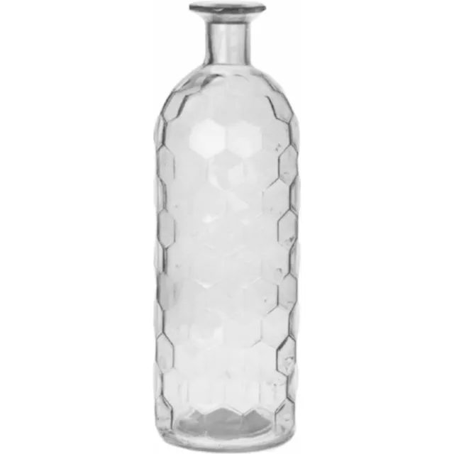 Bellatio Design Bloemenvaas - helder transparant glas honingraat - 7 x 20 cm - vaas