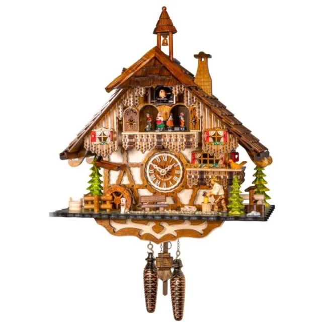 Engstler 3651_QMT - Koekoeksklok - Kwarts - Notenhout - met muziek met dansend paar - 42 cm