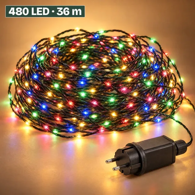Levano Kerstverlichting Buiten - 480 LED 36 m - Multicolor - Kerstlampjes - Tuinverlichting - Lichtsnoer voor Binnen en Buiten - Buitenverlichting - LED Verlichting - Kerstboomverlichting - Lichtslinger - Sfeerverlichting - Snoerverlichting