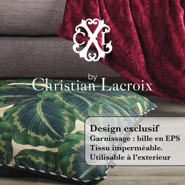 Christian Lacroix Indoor en Outdoor Leefkussen; Christian Lacroix, 75 x 75 cm groen beige ecru